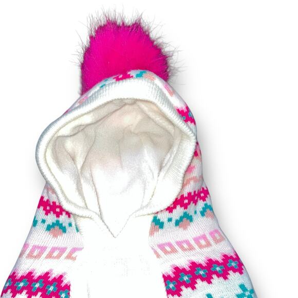 Novogratz Pets Hooded Dog Sweater Small Pup Fleece Lined Coat Teal Pink Nordic - Picture 5 of 11